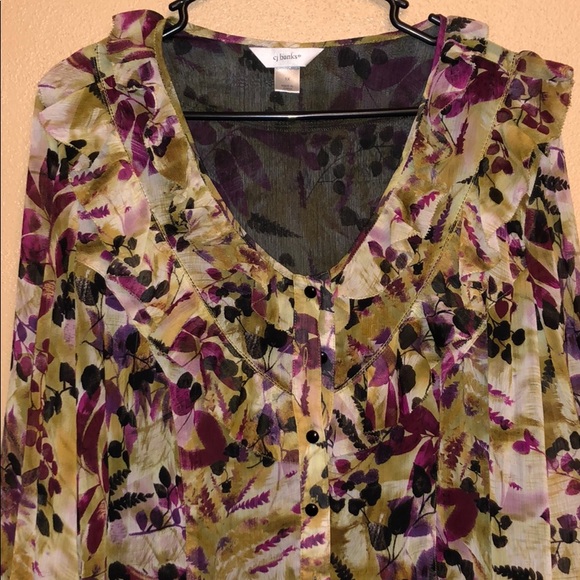 CJ Banks sheer and bodice lined ruffled dress 1XL - Picture 2 of 6